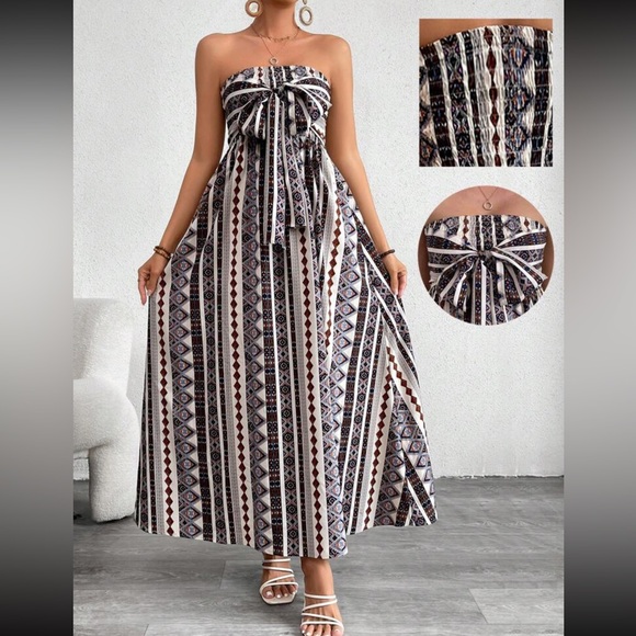 Boho knot front A-line tube dress - Picture 2 of 12